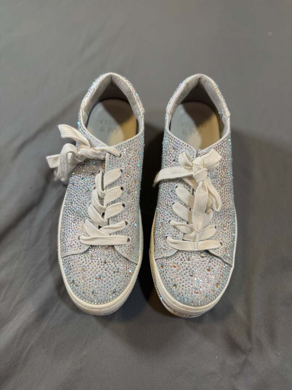 Crown & Ivy Women's AB Rhinestone Sparkle Platform Sneakers Size 7.5